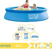 Intex Easy Set Zwembad - Opblaaszwembad - 244x61 cm - Inclusief Onderhoudspakket, Zwembadpomp, Filter, Grondzeil en Stofzuiger