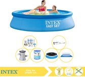 Intex Easy Set Zwembad - Opblaaszwembad - 244x61 cm - Inclusief Solarzeil Pro, Onderhoudspakket, Filter, Grondzeil en Stofzuiger