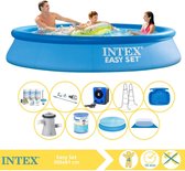 Intex Easy Set Zwembad - Opblaaszwembad - 305x61 cm - Inclusief Solarzeil, Onderhoudspakket, Filter, Grondzeil, Stofzuiger, Trap, Voetenbad en Warmtepomp HS