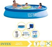 Intex Easy Set Zwembad - Opblaaszwembad - 366x76 cm - Inclusief Afdekzeil, Onderhoudspakket, Zwembadpomp, Filter en Warmtepomp HS