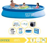 Intex Easy Set Zwembad - Opblaaszwembad - 366x76 cm - Inclusief Afdekzeil, Onderhoudspakket, Zwembadpomp, Filter, Onderhoudsset, Zwembadtegels en Warmtepomp CP