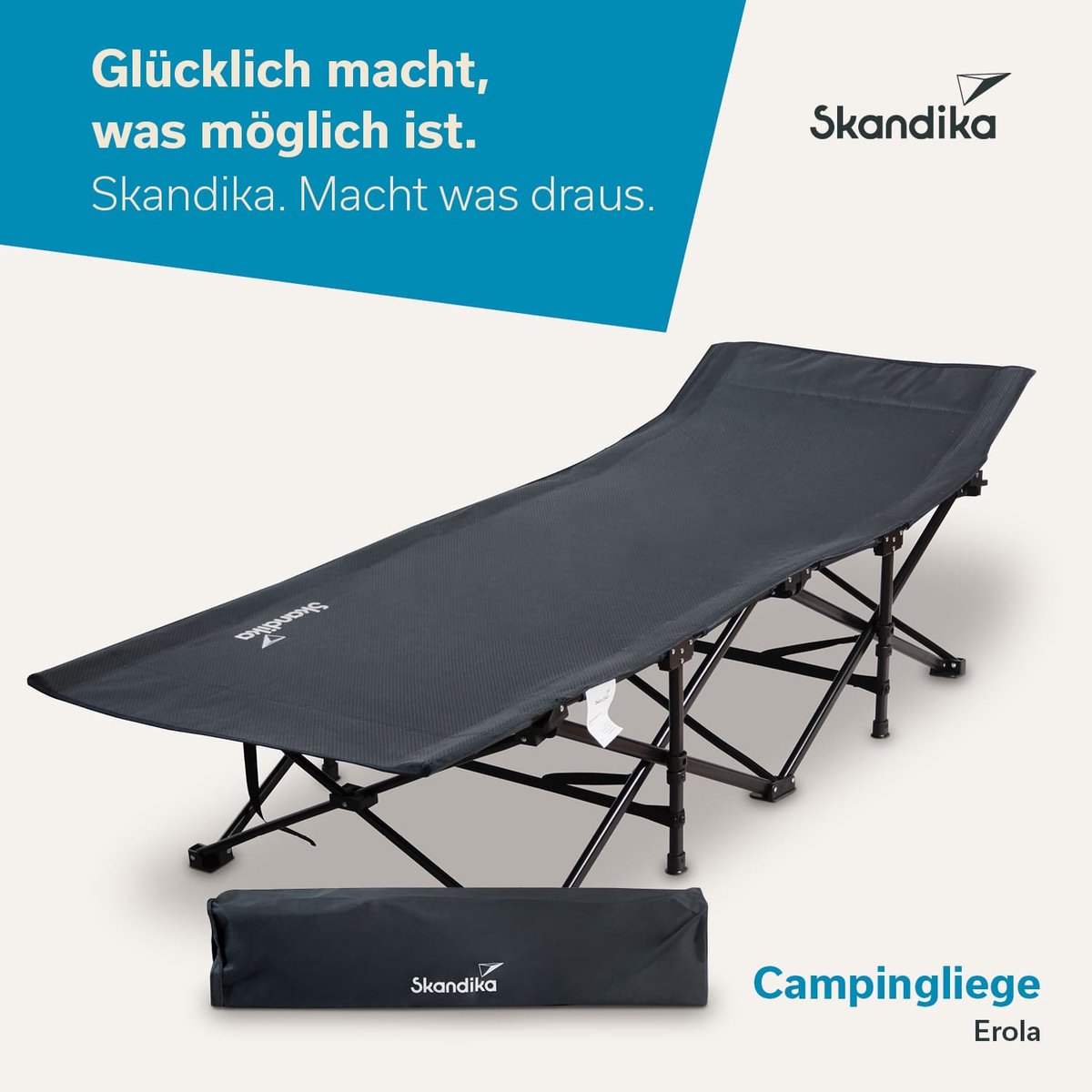 Skandika Campingbed Svalig | opklapbaar campingbed, afneembare poten, in hoogte verstelbaar, 150 kg belastbaar, 192x66 cm, lichtgewicht | logeerbed, opklapbed, buitenbed, ligbed