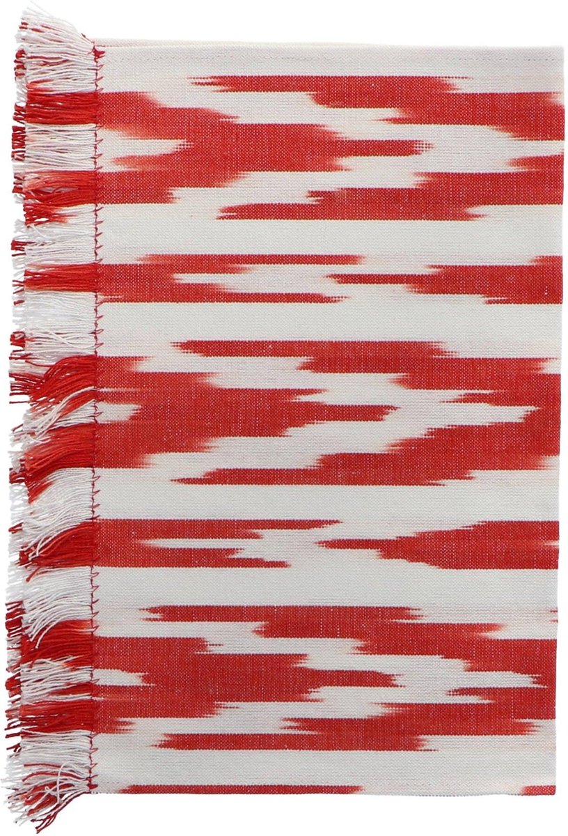 Teixits Vicens - Placemat rafelrand Rojo motief 109 50x35cm - Placemats