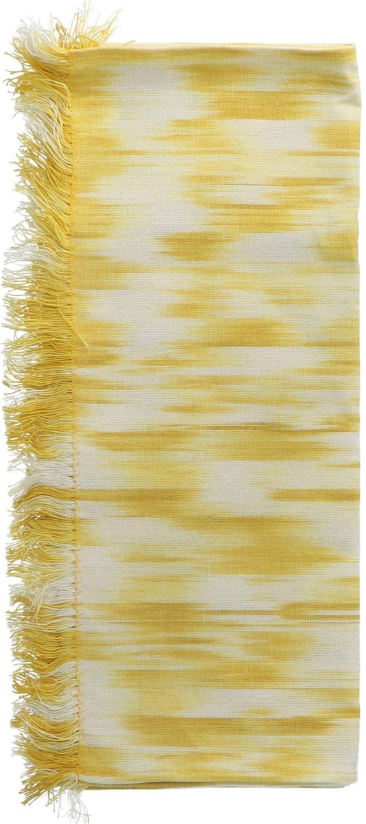 Teixits Vicens - Tafelloper rafelrand Amarillo Oro motief 107 150x48cm - Tafellopers