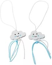10 Gelukspoppetjes in de vorm van een wolk wit met blauw - gelukspoppetje - wolk - baby - boy - bedankje