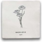 Maan Amsterdam - Tegeltje geboortebloem - April - Madeliefje - Kraamcadeau - Geboortebloem cadeau - Wanddecoratie