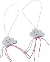 10 Gelukspoppetjes in de vorm van een wolk wit met roze - bedankje - geluk = geboorte - baby - zwanger - babyshower - genderreveal