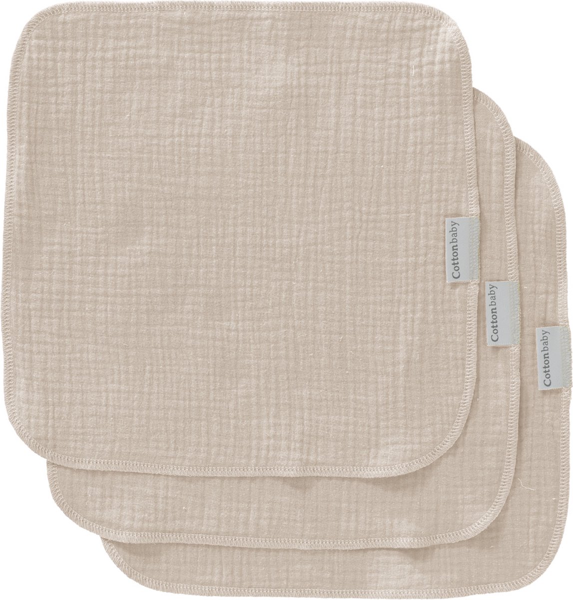Goedkoopste Cottonbaby spuugdoekjes - zand - per set van 3 stuks
