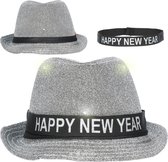 Chapeau Folat Trilby Happy New Year Lurex Argent/ noir Taille unique
