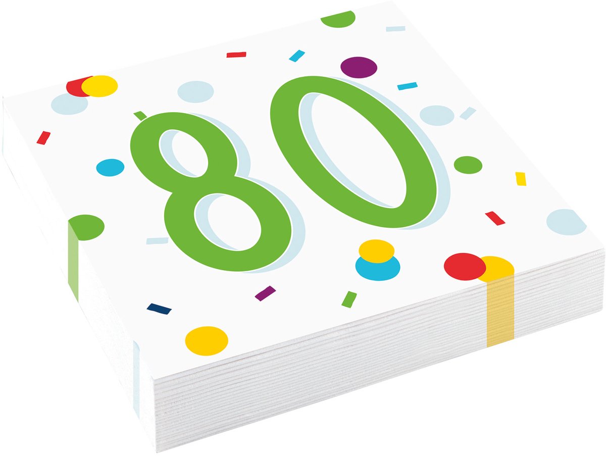 Amscan - Servetten Confetti Verjaardag 80 jaar (20 stuks)