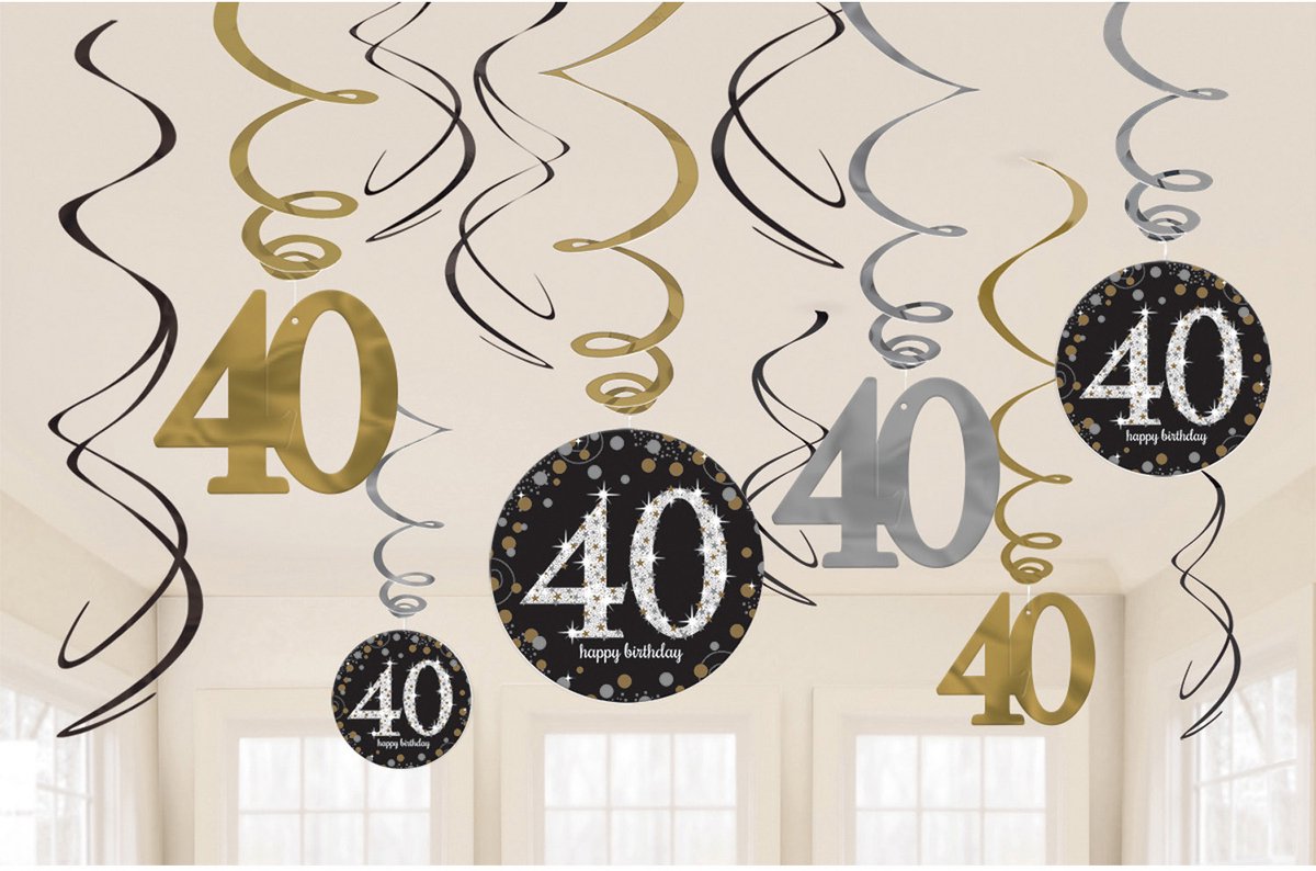 Amscan - Sparkling Celebration - Swirl Decoratie 40 Goud (12 stuks)