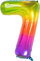 Folat - Folieballon Cijfer 7 Yummy Gummy Rainbow - 86 cm