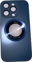 Nice Hoesje voor iPhone 14 Hoesje MagSafe Zwart- Mat Gloss- Hoogwaardig kwaliteit - Navy Blue