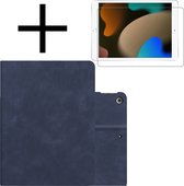 Hoesje Geschikt voor iPad 10.2 2021 Hoesje Hardcover Hoes Book Case Met Uitsparing Geschikt voor Apple Pencil Met Screenprotector - Donkerblauw