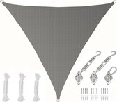5x5x5 UV Zonnezeil Driehoek Luchtdoorlatend - Driehoekig Schaduwdoek met Stalen Bevestiging