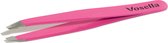 Vosella - Professionele schuine epileer pincet - Slanted tweezer - Wenkbrauwen trimmen - Voor man en vrouw - Pink Blush