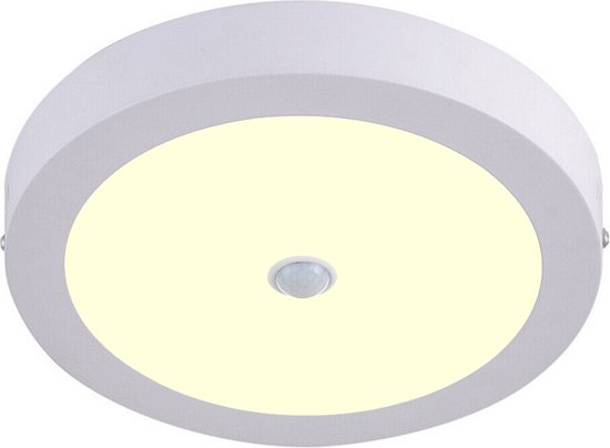 LED Downlight - Facto Dury - PIR Bewegingssensor 360° + Dag en Nacht Sensor - 24W - Warm Wit 2700K - Opbouw - Rond - Mat Wit - OSRAM LEDs