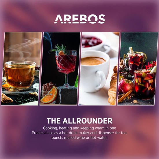 AREBOS Elektrische Ketel - voor Glühwein, Koffie en Thee - Hot Water Dispenser - Glühweinketel - 20L - 1650W - Arebos