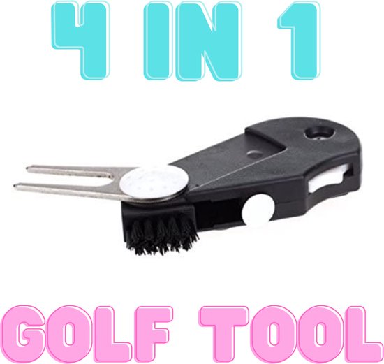 Foto: 4 in 1 golftool golfborstel score teller pitchfork marker opvouwbaar compact golftool golf borstel golfaccesoires golftrainingsmaterialen trolleyaccesoires golfset