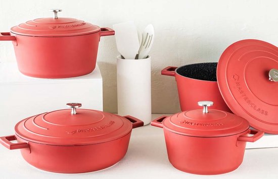 Masterclass Braadpan met Deksel, Medium 4L/24 cm, Lichtgewicht Gegoten
