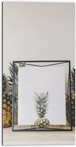 Dibond - Lijst met Ananas en Ananassen ernaast - 50x100 cm Foto op Aluminium (Wanddecoratie van metaal)