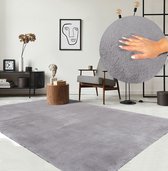 Karpet24 Loft modern pluizig laagpolig tapijt 240 x 340 cm rechthoek antislip onderkant, wasbaar tot 30 graden, heerlijk zacht, bontlook, grijs