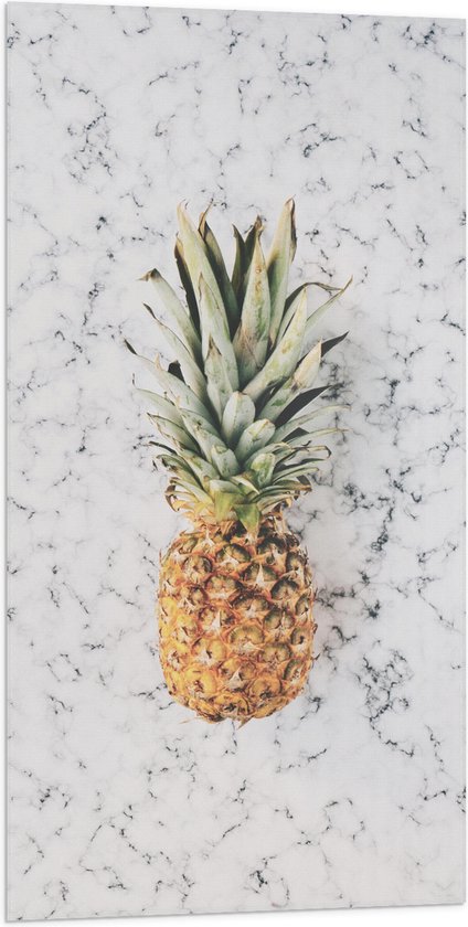 Vlag - Ananas op Marmeren Achtergrond - 50x100 cm Foto op Polyester Vlag