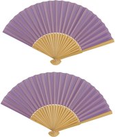 Spaanse handwaaier - 2x - special colours - lavendel - bamboe/papier - 21 cm