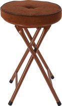 Home & Styling Bijzet krukje/stoel - Opvouwbaar - Bruin - Ribcord - D33 x H49 cm
