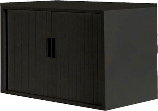 Zwarte archiefkast van 75x120x45cm met rolldeur en één legplank.