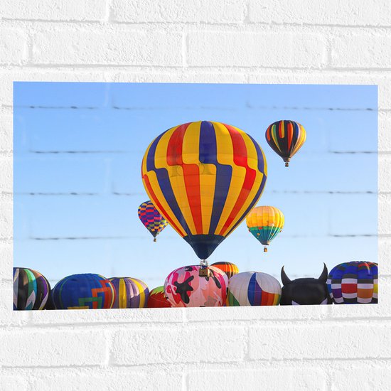 Muursticker - Zee van Kleurrijke Luchtballonnen - 60x40 cm Foto op Muursticker