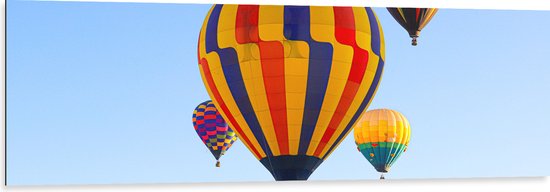 Dibond - Zee van Kleurrijke Luchtballonnen - 150x50 cm Foto op Aluminium (Met Ophangsysteem)