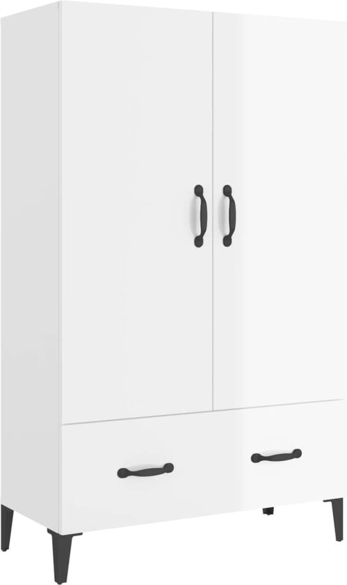 vidaXL - Dressoir - Wit - Bewerkt hout | Leen Bakker