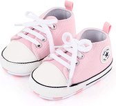 Baby Schoenen - Pasgeboren Babyschoenen - Eerste Baby Schoentjes 0-6 maanden -Schoenmaat 18-19 - Baby slofjes 11cm - Lichtroze