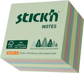 Stick'n sticky notes kubus - FSC - 76x76mm, pastel ass. 4 kleuren , 400 memoblaadjes/Blok.
