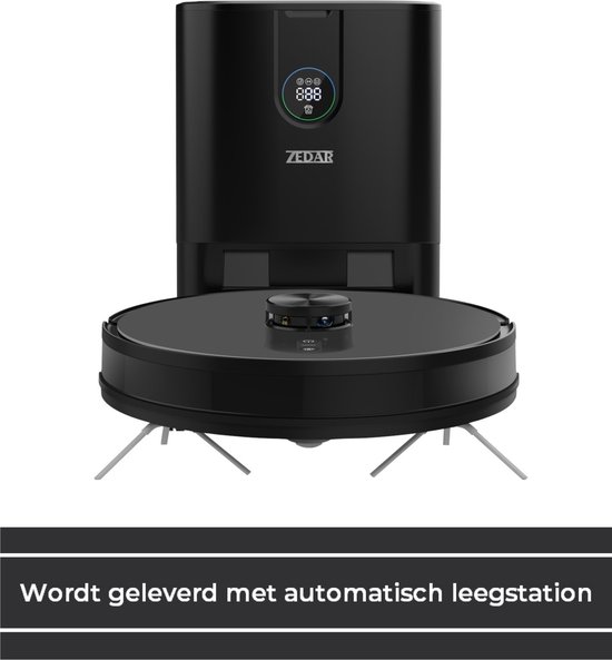 Lidar Robotstofzuiger met APP - Automatisch Leegstation - Laser Navigatie - geschikt voor huisdieren - met Dweilfunctie - Zedar R600+