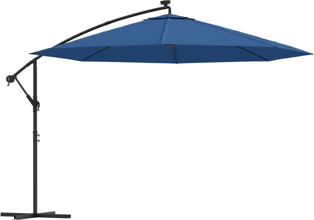 vidaXL Zweefparasol met LED-verlichting 350 cm azuurblauw
