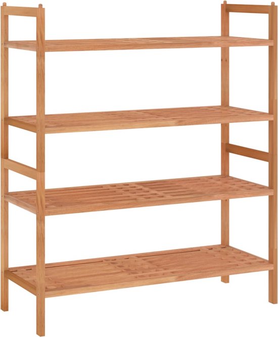 VidaXL Handdoekenrek Massief Walnotenhout 60x25,5x49 Cm - Rustiek Badkamerrek Met 3 Rails En Schap