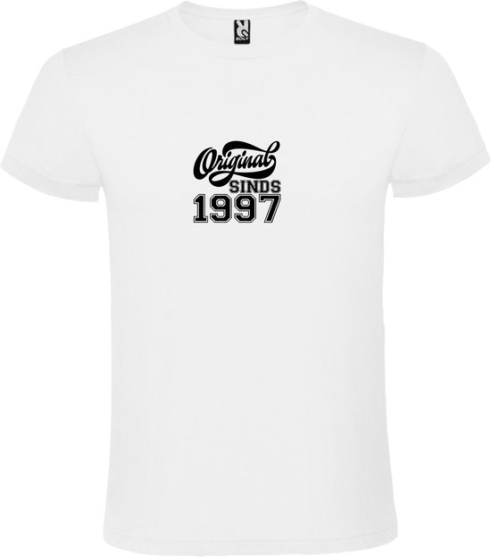 Wit T-Shirt met “Original Sinds 1997 “ Afbeelding Zwart Size XS