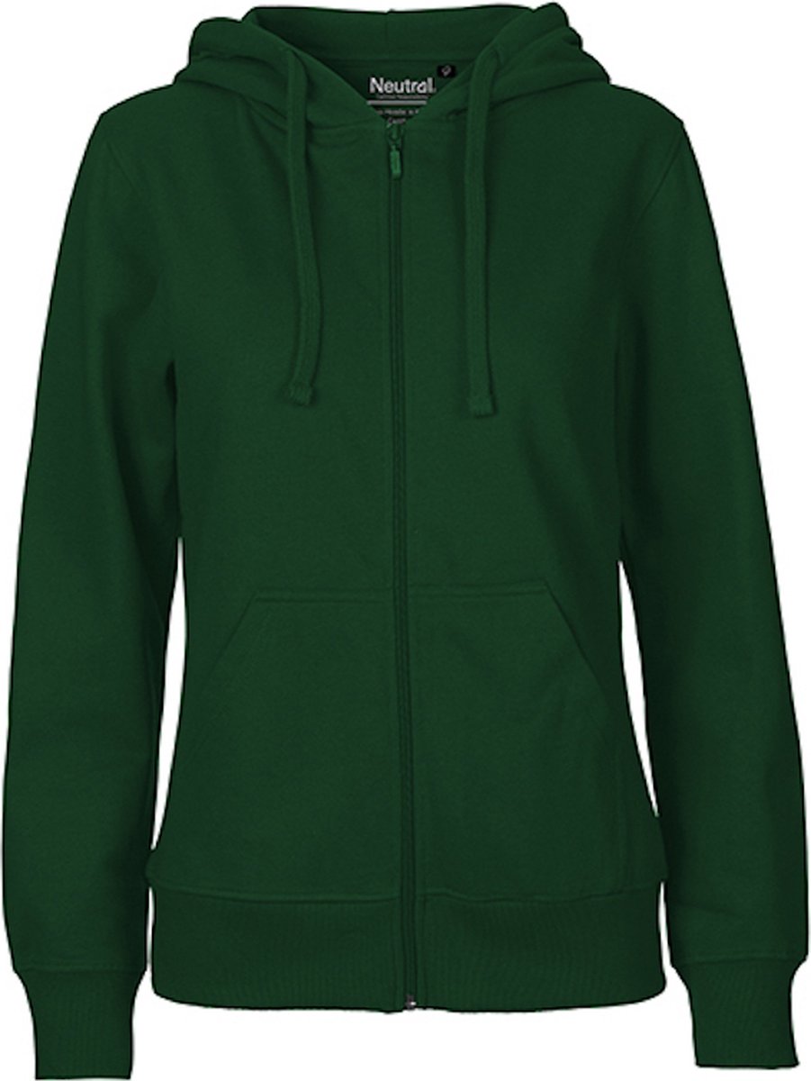 Fairtrade Ladies Zip Hoodie met capuchon Bottle Groen