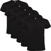 6 Pack Roly T-Shirt 100% katoen, single jersey, 150 gsm Ronde hals Zwart Maat L