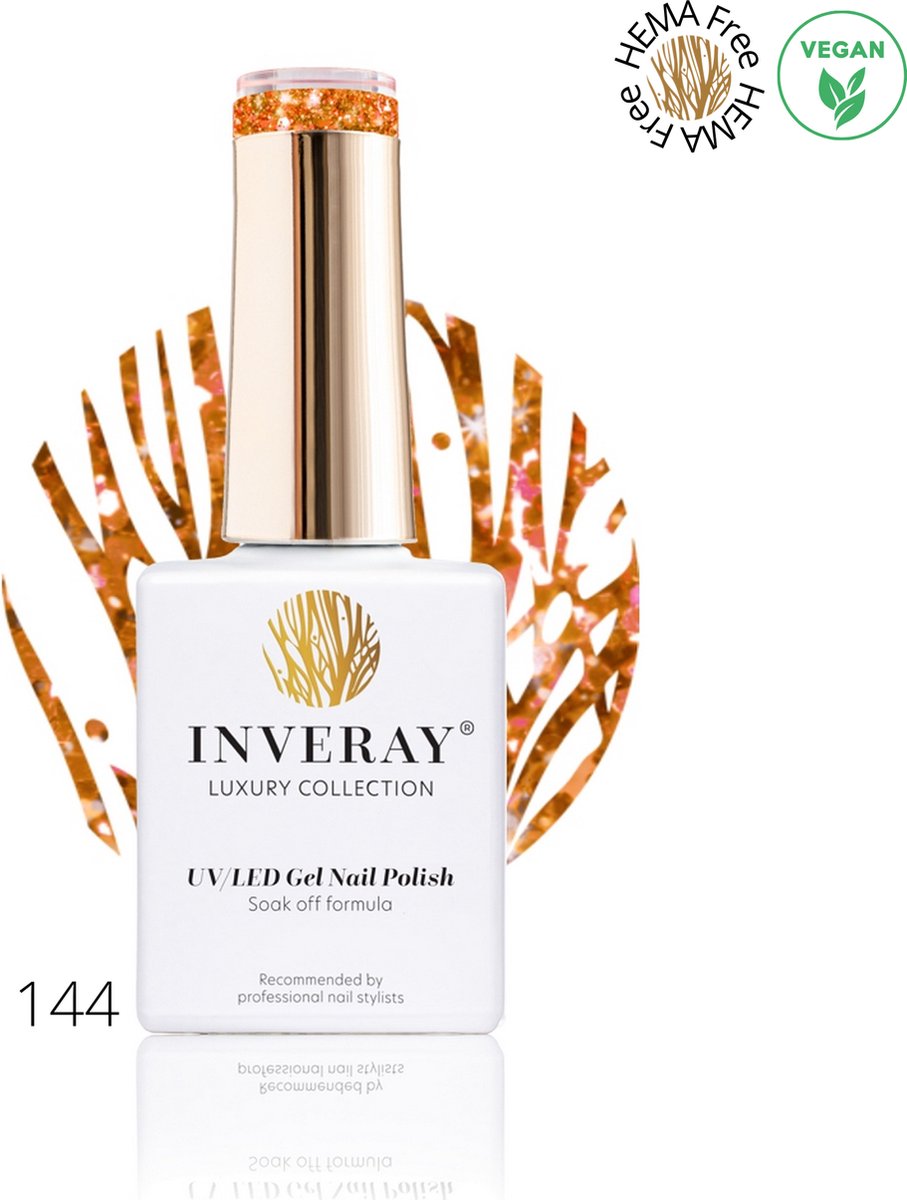 Inveray Gellak - UV/Led - Gel Polish Nr. 144 - Autumn Flame - Professionele Gelpolish - HEMA 12 vrij- Vegan