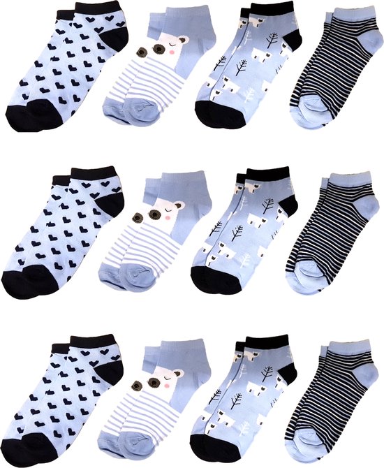 Belucci Cotton Women's Chaussettes basses 12 Paires Fantasy Taille 35/38