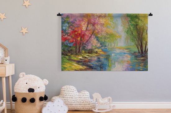 Wandkleed - Wanddoek - Olieverf - Landschap - Natuur - Kleurrijk - 150x100 cm - Wandtapijt
