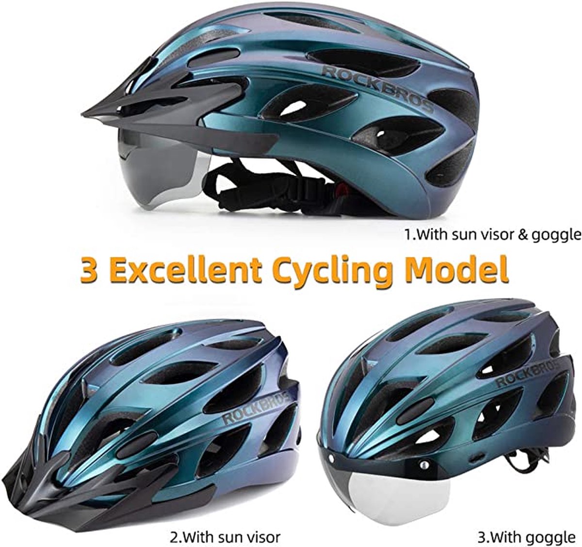 Casque de vélo, casque de vélo hommes Certifié Ce Casque de VTT avec  visière magnétique amovible Casque de vélo femmes Casque de vélo pour  adultes avec lunettes U