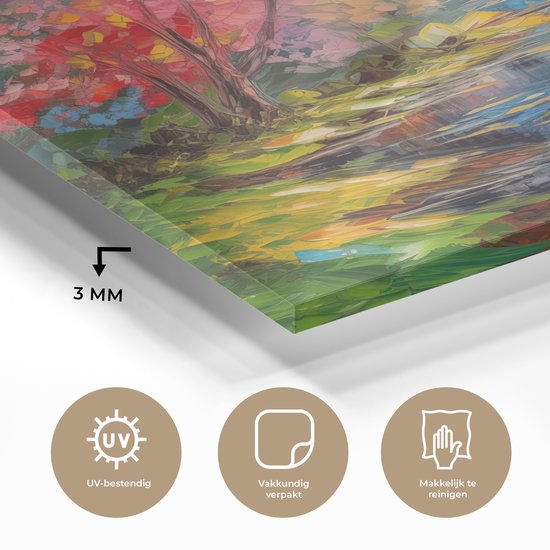 MuchoWow® Peinture sur verre 50x50 cm - Peinture sur verre - Peinture à l'huile - Paysage - Nature - Coloré - Photo sur verre acrylique - Peintures