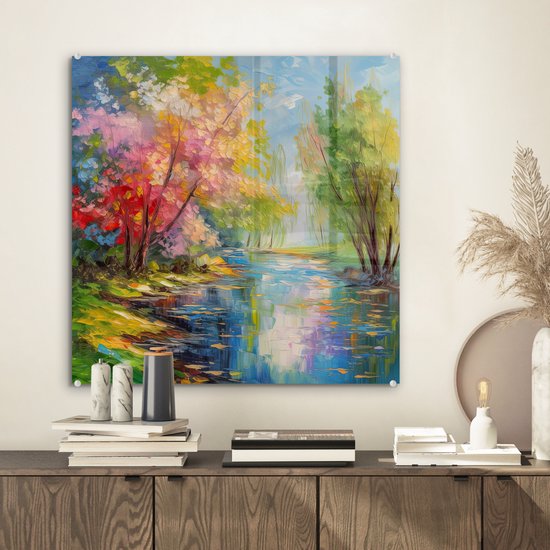 MuchoWow® Peinture sur verre 50x50 cm - Peinture sur verre - Peinture à l'huile - Paysage - Nature - Coloré - Photo sur verre acrylique - Peintures
