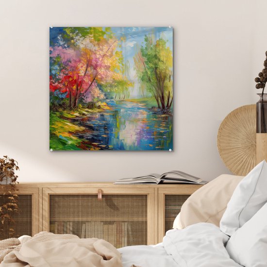 MuchoWow® Peinture sur verre 50x50 cm - Peinture sur verre - Peinture à l'huile - Paysage - Nature - Coloré - Photo sur verre acrylique - Peintures