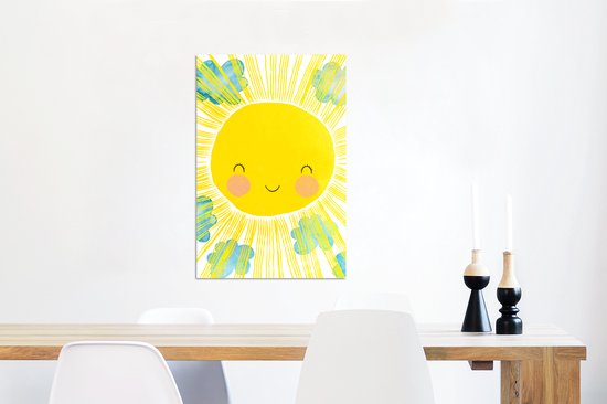 Décoration murale Métal - Peinture Aluminium Industrielle - Soleil - Jaune - Enfants - Illustration - 40x60 cm - Dibond - Photo sur aluminium - Décoration murale industrielle - Pour le salon / chambre