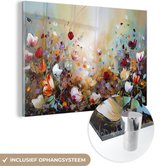 Peinture sur verre - Photo sur verre - Peinture sur verre - Chambre - Décoration de la maison - Art - Peinture à l'huile - Fleurs - Coloré - Nature - Décoration murale - Décoration salon - Décoration cuisine - 180x120 cm